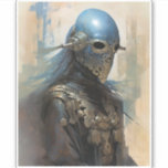 Science Fiction Alien Wearing Helmet Mask Sticker<br><div class="desc">Fantasy art producten van The Lunarium.</div>