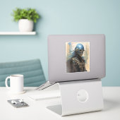 Science Fiction Alien Wearing Helmet Mask Sticker (Laptop op bureau)