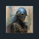 Science Fiction Alien Wearing Helmet Mask Vierkante Button 5,1 Cm<br><div class="desc">Fantasy,  Sci-fi & Horror kunst van het Lunarium.</div>