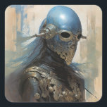Science Fiction Alien Wearing Helmet Mask Vierkante Sticker<br><div class="desc">Fantasy art producten van The Lunarium.</div>