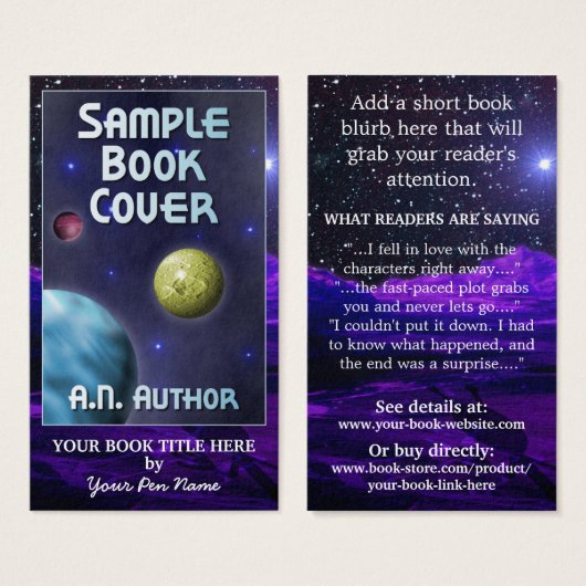 Science-Fiction Author Promotion Big Book Hoesje Visitekaartje (Voorkant /achterkant)