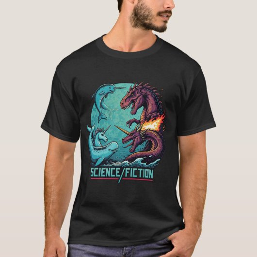 Science / Fiction Battle bij het Zee T-shirt (Voorkant)