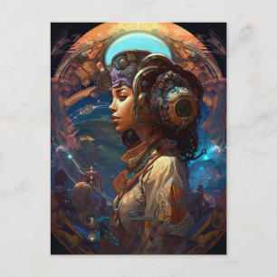 Science Fiction Black Woman Afrofuturism Briefkaart