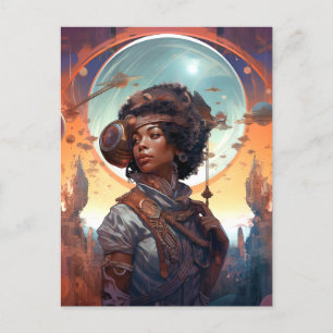 Science Fiction Black Woman Afrofuturism Briefkaart