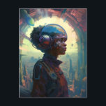 Science Fiction Black Woman Afrofuturism Briefkaart<br><div class="desc">Fantasy art producten van The Lunarium.</div>