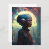 Science Fiction Black Woman Afrofuturism Briefkaart (Voorkant / Achterkant)