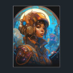 Science Fiction Black Woman Pilot Futuristic Briefkaart<br><div class="desc">Fantasy,  Sci-fi & Horror kunst van het Lunarium.</div>