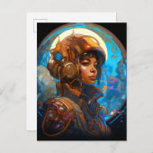 Science Fiction Black Woman Pilot Futuristic Briefkaart (Voorkant / Achterkant)