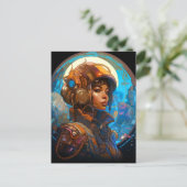 Science Fiction Black Woman Pilot Futuristic Briefkaart (Staand voorkant)