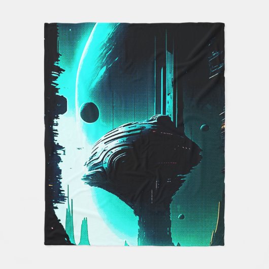 Science Fiction Buitenaards Landschap 103 Fleece Deken (Voorkant)