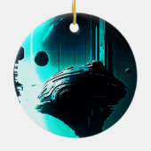 Science Fiction Buitenaards Landschap 103 Keramisch Ornament (Achterkant)