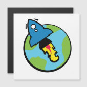 Science fiction cartoon Rocket and Planet (Voorkant / Achterkant)