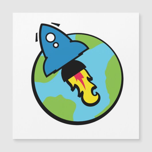 Science fiction cartoon Rocket and Planet (Voorkant)