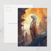 Science Fiction City Landscape Lady Sci Fi Briefkaart (Voorkant / Achterkant)