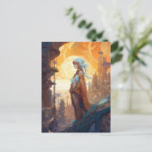 Science Fiction City Landscape Lady Sci Fi Briefkaart (Staand voorkant)