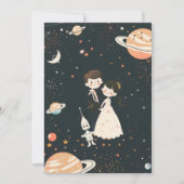 Science Fiction Cosmos Cartoon Wedding Kaart (Voorkant)