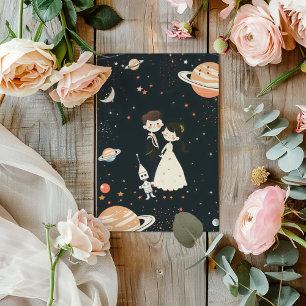 Science Fiction Cosmos Cartoon Wedding Kaart