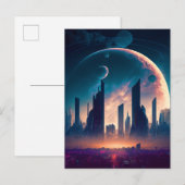 Science Fiction Cyberpunk Space City Briefkaart (Voorkant / Achterkant)