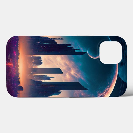Science Fiction Cyberpunk Space City Case-Mate iPhone Case (Achterkant (horizontaal))