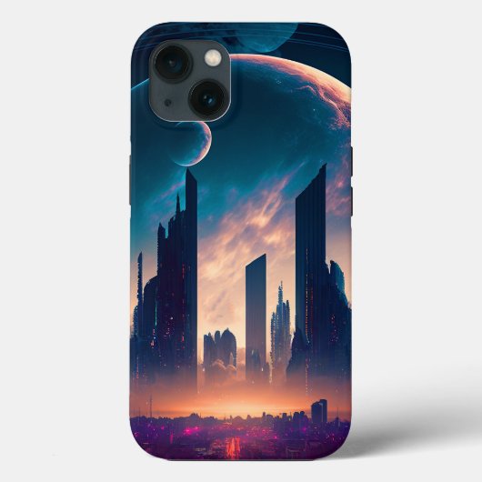 Science Fiction Cyberpunk Space City Case-Mate iPhone Case (Achterkant)