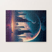 Science Fiction Cyberpunk Space City Legpuzzel (Horizontaal)