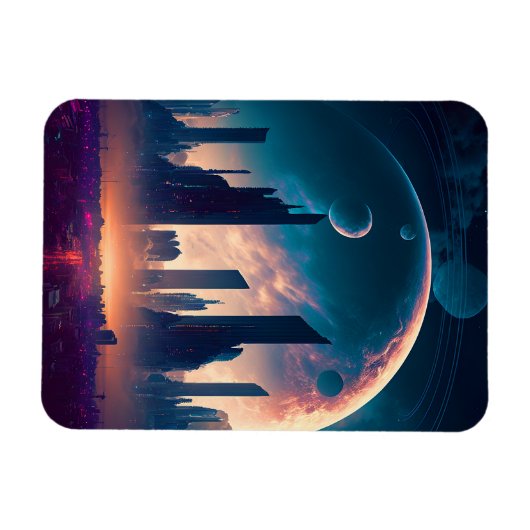 Science Fiction Cyberpunk Space City Magneet (Horizontaal)