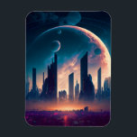 Science Fiction Cyberpunk Space City Magneet<br><div class="desc">Fantasy,  Sci-fi & Horror kunst van het Lunarium.</div>