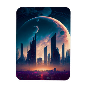 Science Fiction Cyberpunk Space City Magneet