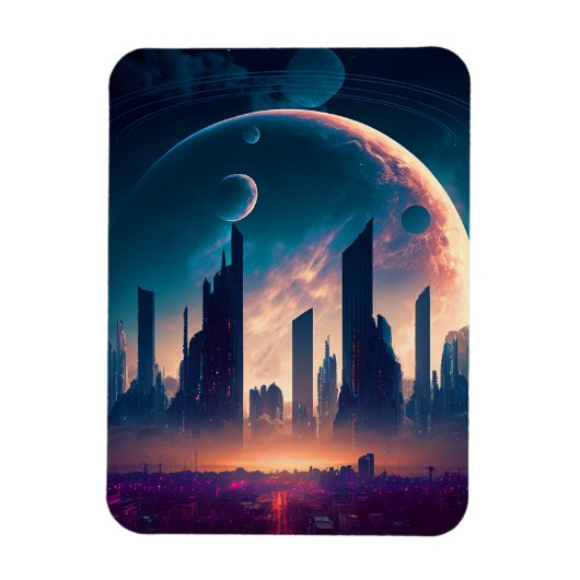 Science Fiction Cyberpunk Space City Magneet (Verticaal)