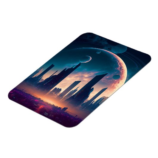 Science Fiction Cyberpunk Space City Magneet (Linkerzijde)