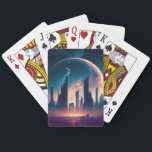 Science Fiction Cyberpunk Space City Pokerkaarten<br><div class="desc">Fantasy art producten van The Lunarium.</div>