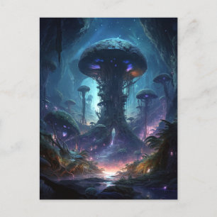 Science Fiction Fantasy Mushroom Cavern City Briefkaart