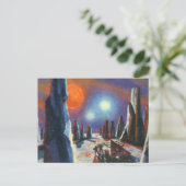  Science Fiction Foreign Planet met Aliens Briefkaart (Staand voorkant)