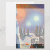 Science Fiction Foreign Planet met Aliens Briefpapier (Voorkant / Achterkant)