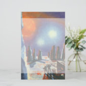 Science Fiction Foreign Planet met Aliens Briefpapier (Staand voorkant)
