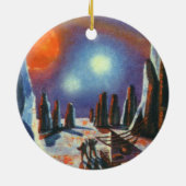 Science Fiction Foreign Planet met Aliens Keramisch Ornament (Achterkant)