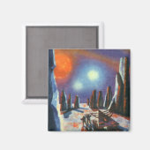  Science Fiction Foreign Planet met Aliens Magneet (Voorkant / Achterkant)