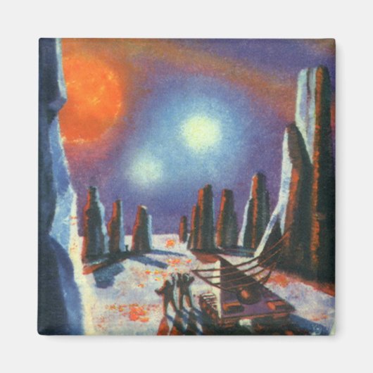  Science Fiction Foreign Planet met Aliens Magneet (Voorkant)