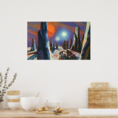  Science Fiction Foreign Planet met Aliens Poster (Keuken)
