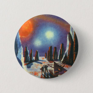 Science Fiction Foreign Planet met Aliens Ronde Button 5,7 Cm