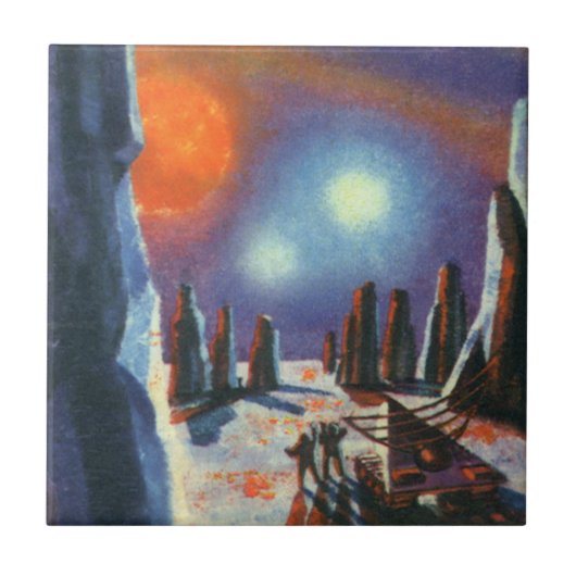  Science Fiction Foreign Planet met Aliens Tegeltje (Voorkant)