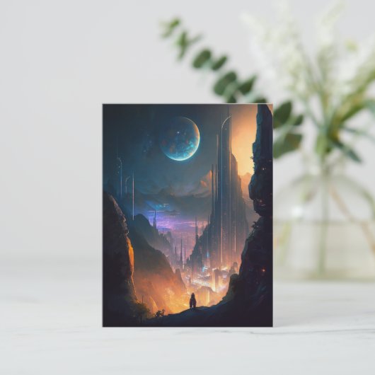 Science Fiction Futuristic City Briefkaart (Staand voorkant)