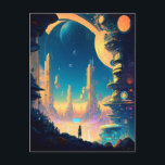 Science Fiction Futuristic City Briefkaart<br><div class="desc">Fantasy,  Sci-fi & Horror kunst van het Lunarium.</div>