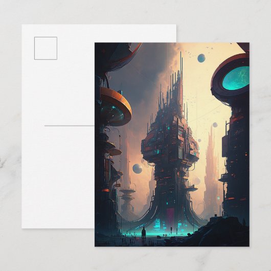 Science Fiction Futuristic City Briefkaart (Voorkant / Achterkant)