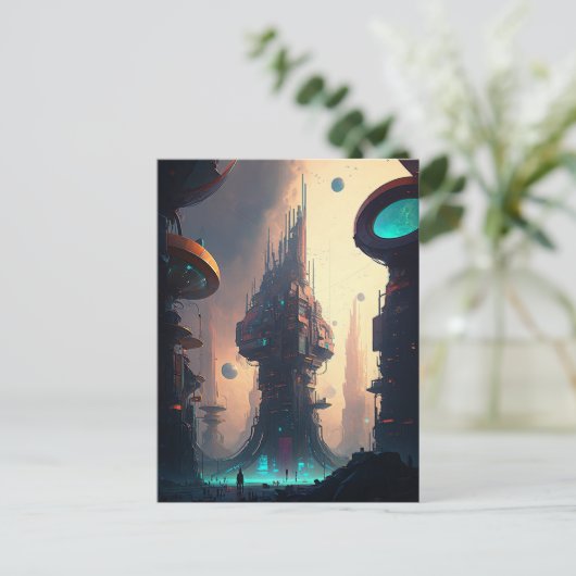 Science Fiction Futuristic City Briefkaart (Staand voorkant)