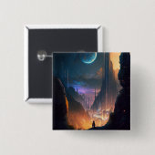 Science Fiction Futuristic City Button (Voorkant /achterkant)