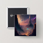 Science Fiction Futuristic City Button (Voorkant /achterkant)