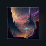 Science Fiction Futuristic City Button<br><div class="desc">Fantasy art producten van The Lunarium.</div>