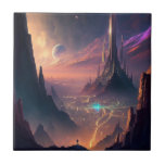 Science Fiction Futuristic City Ceramic Tegel Tegeltje<br><div class="desc">Fantasy art producten van The Lunarium.</div>