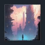 Science Fiction Futuristic City Magneet<br><div class="desc">Fantasy art producten van The Lunarium.</div>